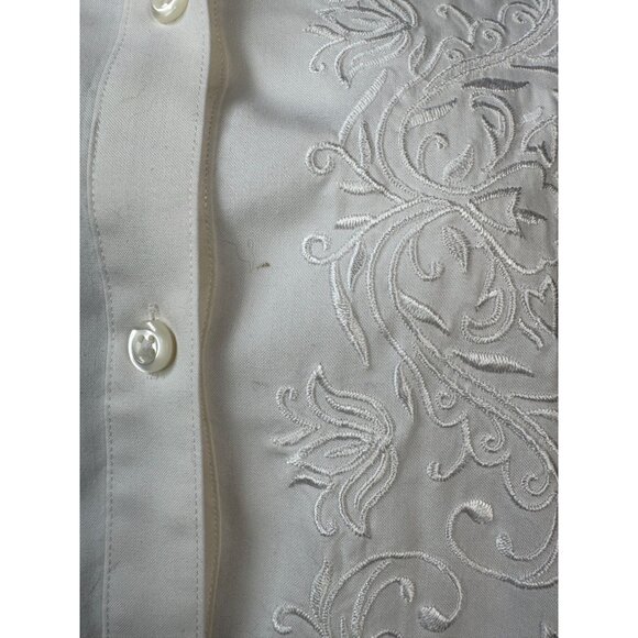 Gold Label Investments Non-Iron White Embroidered Button-Up Shirt 16W 100% Cotto - Picture 2 of 16